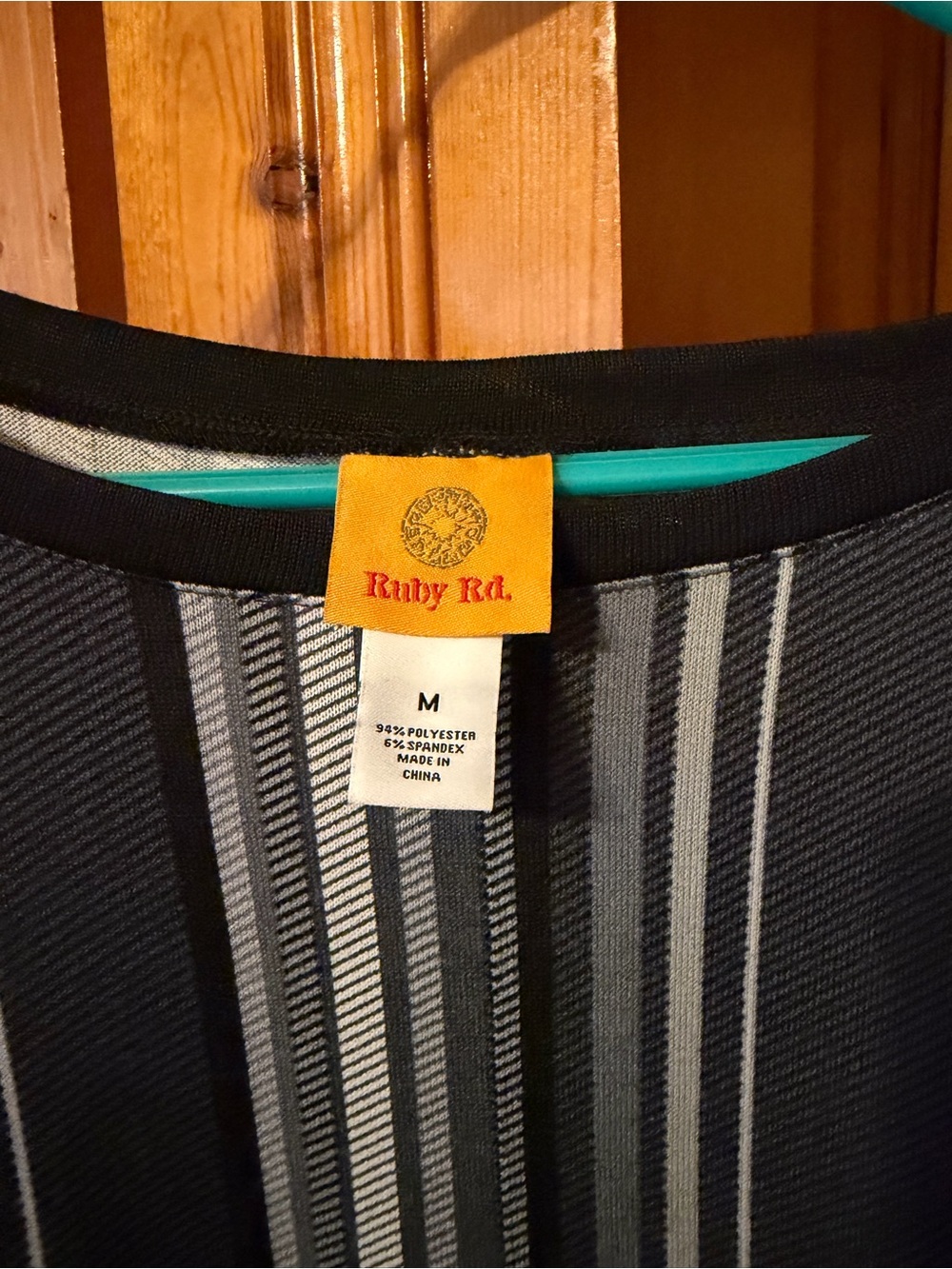 Ruby Rd. Black & Gray Striped Top - Size M